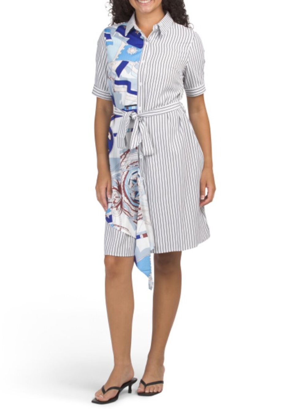 NANCY YANG Mixed Media Shirt Dress